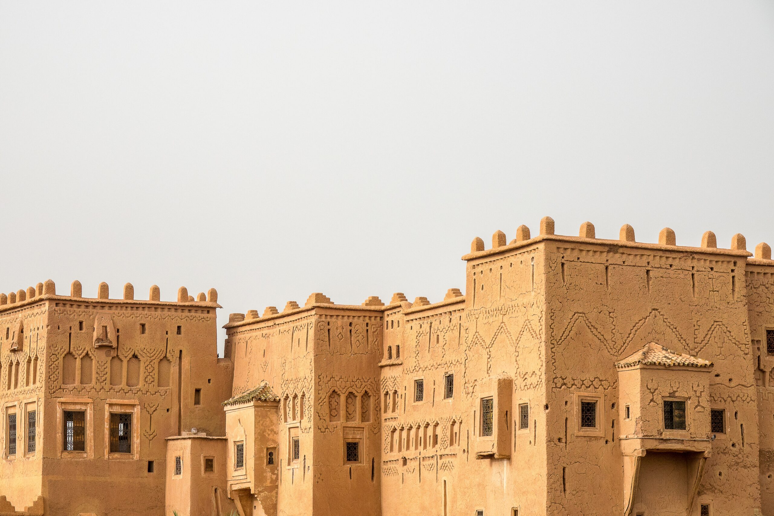 Historical Casbah of Taourirt Ouarzazate in Morocco with a white background